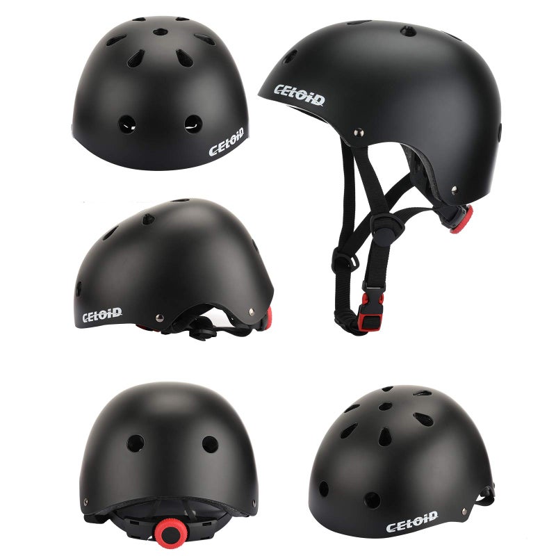 CELOID Kids Bike Helmet,Toddler Skateboard Helmets for Ages 5-8-9 Years Boys Girls,Adjustable Multi-Sport Bicycle Skateboarding Football Roller Skating Scooter Rollerblade Balance Bike Helmet,Black - Image 2