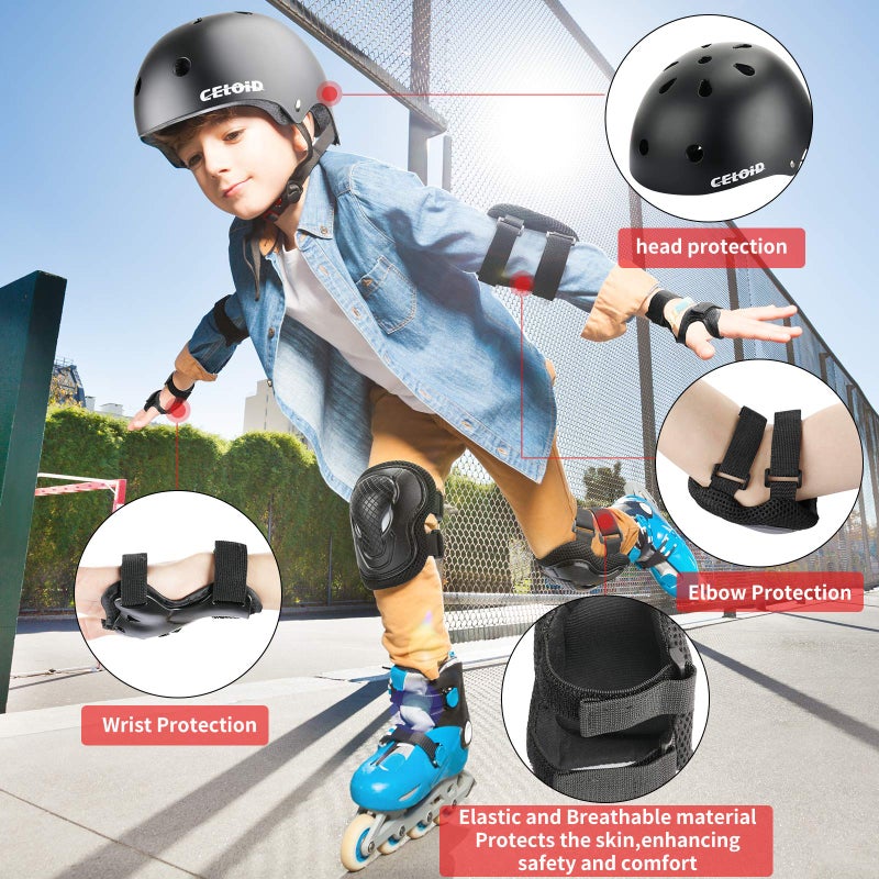 CELOID Kids Bike Helmet,Toddler Skateboard Helmets for Ages 5-8-9 Years Boys Girls,Adjustable Multi-Sport Bicycle Skateboarding Football Roller Skating Scooter Rollerblade Balance Bike Helmet,Black - Image 5