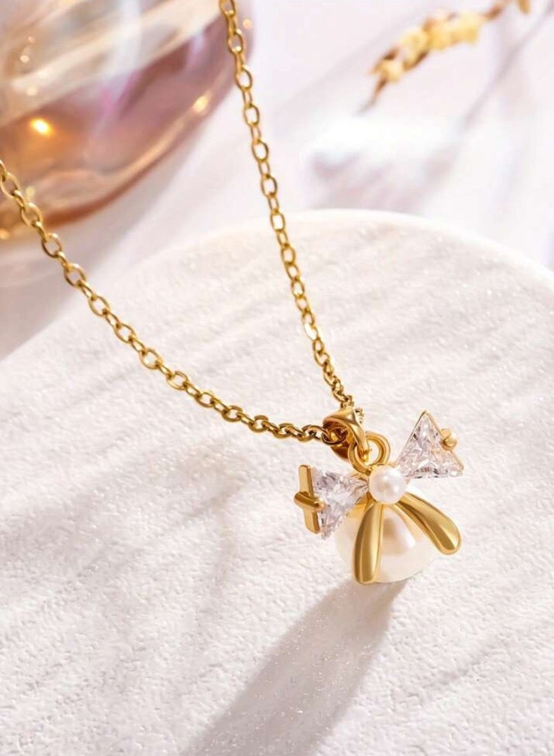 إيكوال سلسال نسائي أنيق مصنوع من الاستانلس ستيل مطلي باللون الذهبي - Image 1