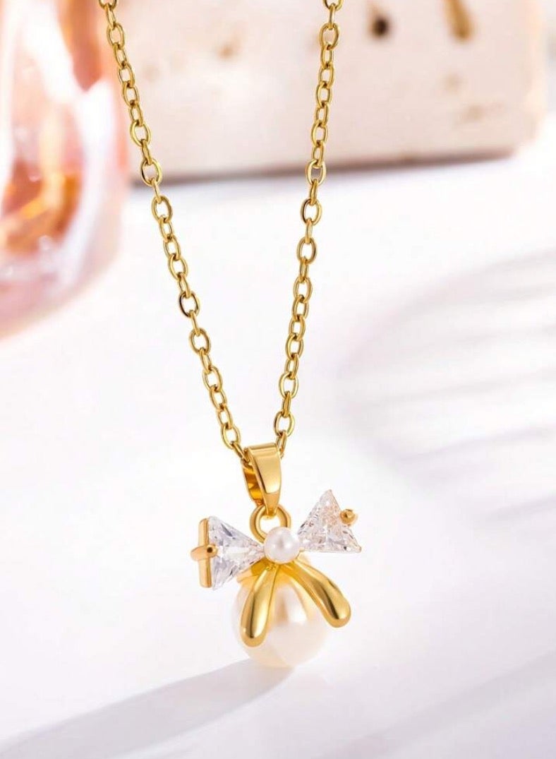 إيكوال سلسال نسائي أنيق مصنوع من الاستانلس ستيل مطلي باللون الذهبي - Image 2