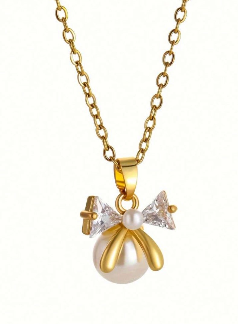 إيكوال سلسال نسائي أنيق مصنوع من الاستانلس ستيل مطلي باللون الذهبي - Image 5