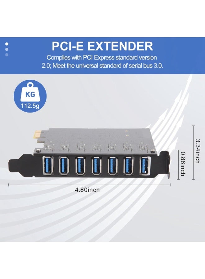 PCI Express USB 3.0 Expansion Card 7-Port High-Speed PCIe Hub Controller Desktop PC Internal USB Adapter Multi Device Connectivity Upgrade - Image 2