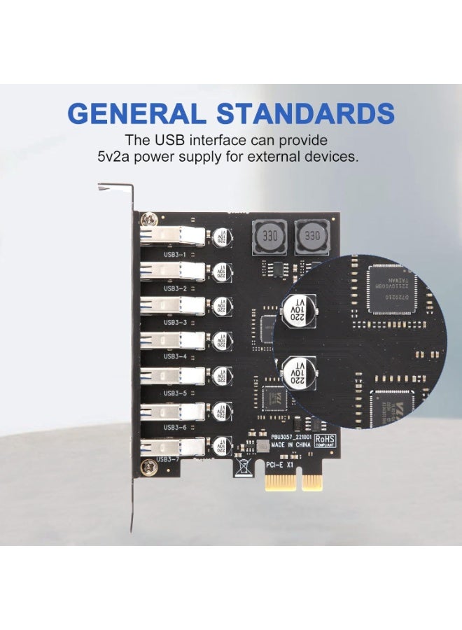 PCI Express USB 3.0 Expansion Card 7-Port High-Speed PCIe Hub Controller Desktop PC Internal USB Adapter Multi Device Connectivity Upgrade - Image 4
