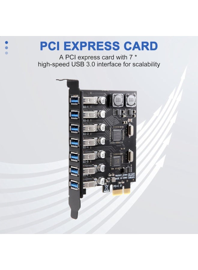 PCI Express USB 3.0 Expansion Card 7-Port High-Speed PCIe Hub Controller Desktop PC Internal USB Adapter Multi Device Connectivity Upgrade - Image 5