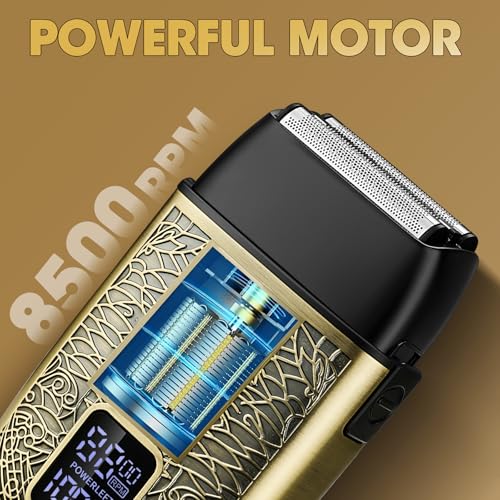 Dumite Electric Shavers for Men,Powerful Motor Electric Razor,Head Shavers for Bald Men,Triple Foil Beard Trimmer,Barber Supplies LED Displays & USB Charging Waterproof Shaver, Gifts - Image 5