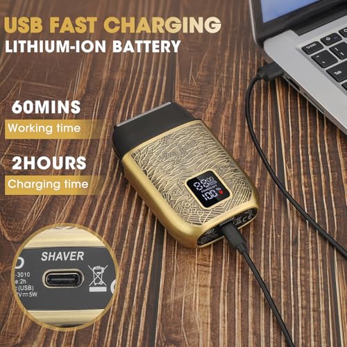 Dumite Electric Shavers for Men,Powerful Motor Electric Razor,Head Shavers for Bald Men,Triple Foil Beard Trimmer,Barber Supplies LED Displays & USB Charging Waterproof Shaver, Gifts - Image 4