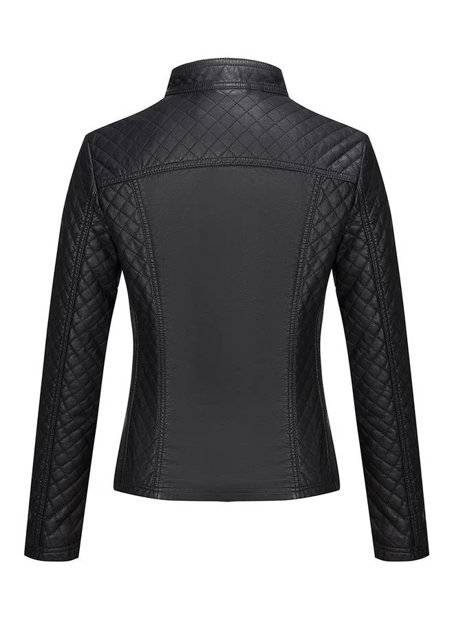 Take Two Black Quilted Look Padded Jacket