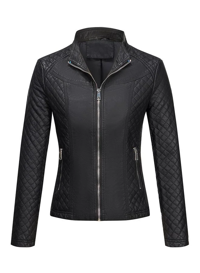 Take Two Black Quilted Look Padded Jacket