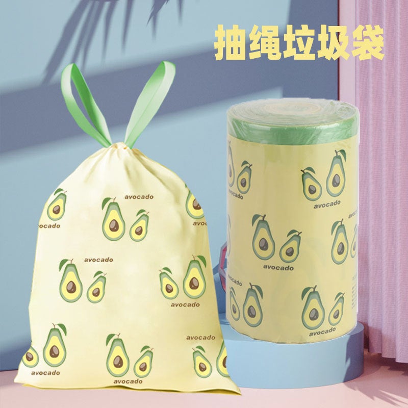 Household Portable Automatic Closing And Pulling Dormitory Plastic Bag Cartoon Printing Thickened Drawstring Garbage Bag - Image 2