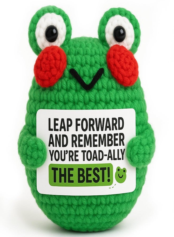 TWPER Frog Gifts for Women, Cute Positive Crochet Frog Inspirational Desk Office Decor, Birthday Gift for Coworker Friend, Going Away Retirement Present - Image 1