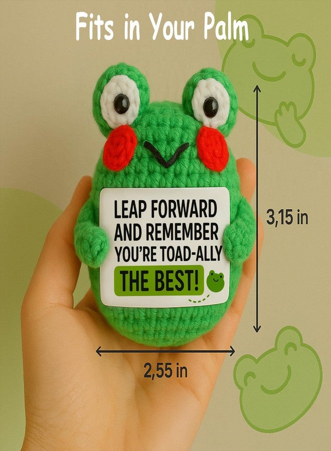 TWPER Frog Gifts for Women, Cute Positive Crochet Frog Inspirational Desk Office Decor, Birthday Gift for Coworker Friend, Going Away Retirement Present - Image 3