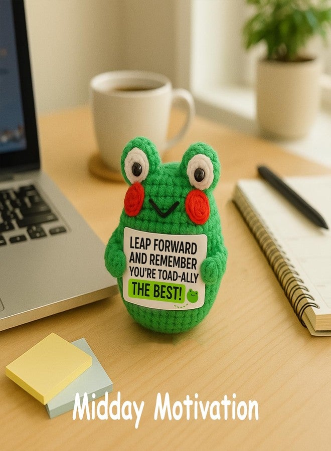 TWPER Frog Gifts for Women, Cute Positive Crochet Frog Inspirational Desk Office Decor, Birthday Gift for Coworker Friend, Going Away Retirement Present - Image 4