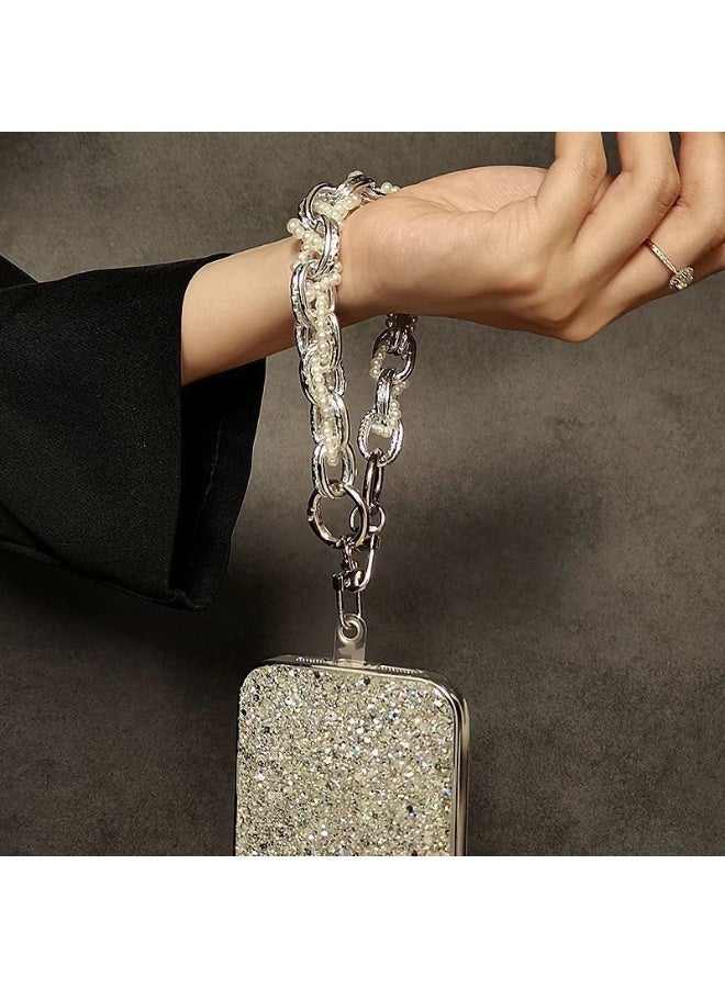 Kiffiyeh Styling Women's Phone Lanyard | Trendy Phone Chain Accessory | Handbag Pearl Decoration Rope & Hanging Chain - Image 3