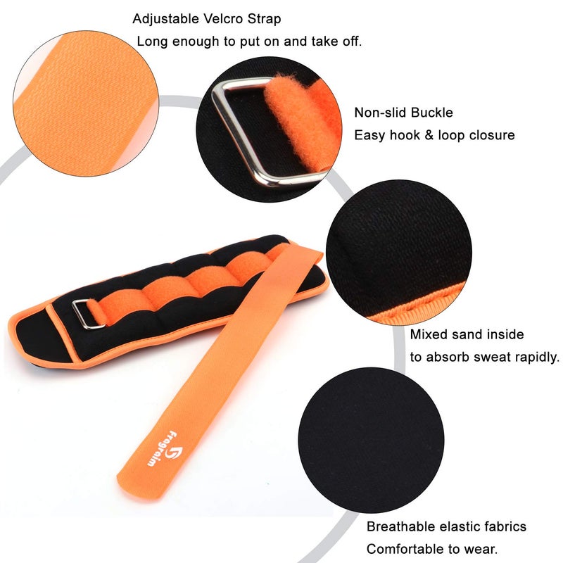 Fragraim Ankle Weights for Women, Men and Kids - 3 LBS x 2 Strength Training Wrist/Leg/Arm Weight with Adjustable Strap for Jogging, Gymnastics, Aerobics, Physical Therapy (Orange) - Image 4