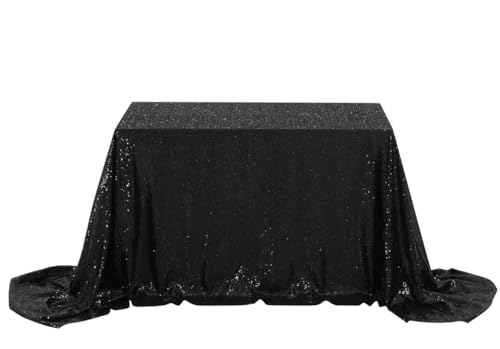 SoarDream Black Sequin Tablecloth 60x102 Inch Sequence Tablecloth Sequin Fabric Wedding Birthday Party Meeting Events Easter Table Decorations
