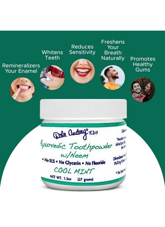 Dale Audrey - Ale Audrey Ayurvedic Remineralizing Toothpowder For Sensitive Teeth ; Refreshing Cool Mint Flavor Teeth Whitening And Fresh Breath ; Natural Tooth Powder For Gums And Bad Breath (1.3 Oz) - Image 1