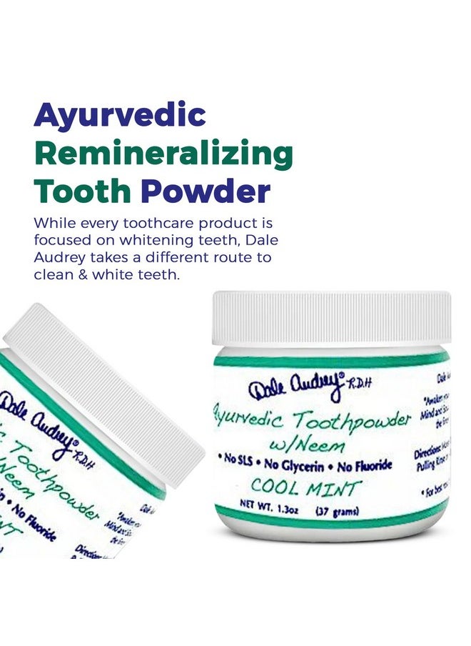 Dale Audrey - Ale Audrey Ayurvedic Remineralizing Toothpowder For Sensitive Teeth ; Refreshing Cool Mint Flavor Teeth Whitening And Fresh Breath ; Natural Tooth Powder For Gums And Bad Breath (1.3 Oz) - Image 1