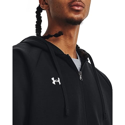 Under Armour Men's Rival Fleece Full Zip Hoodie, (001) Black / / White, Medium - Image 3