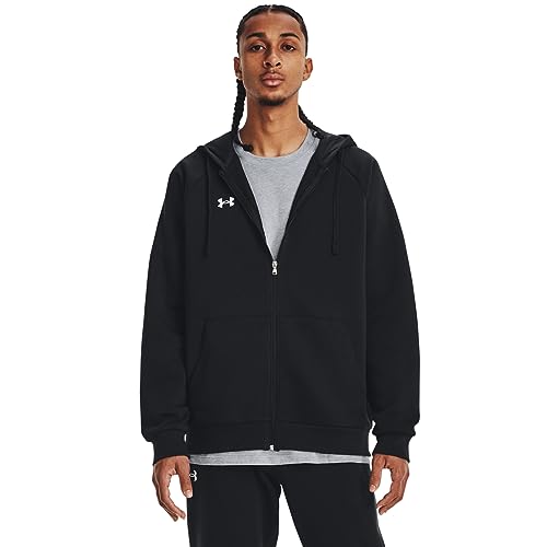 Under Armour Men's Rival Fleece Full Zip Hoodie, (001) Black / / White, Medium - Image 1