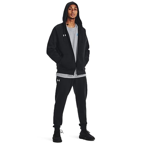 Under Armour Men's Rival Fleece Full Zip Hoodie, (001) Black / / White, Medium - Image 2