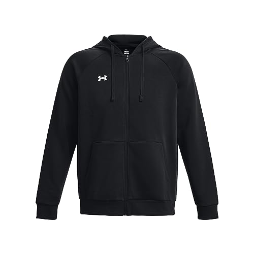 Under Armour Men's Rival Fleece Full Zip Hoodie, (001) Black / / White, Medium - Image 4