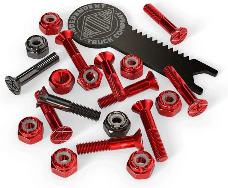 Independent Skateboard Hardware 1" Phillips Red/Black Mounting Bolts with Tool