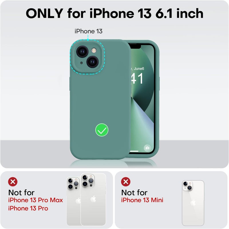 Vooii Compatible with iPhone 13 Case, Liquid Silicone Upgrade [Camera Protection] [Soft Anti-Scratch Microfiber Lining] Shockproof Phone Case for iPhone 13 6.1 inch - Pine Green - Image 5