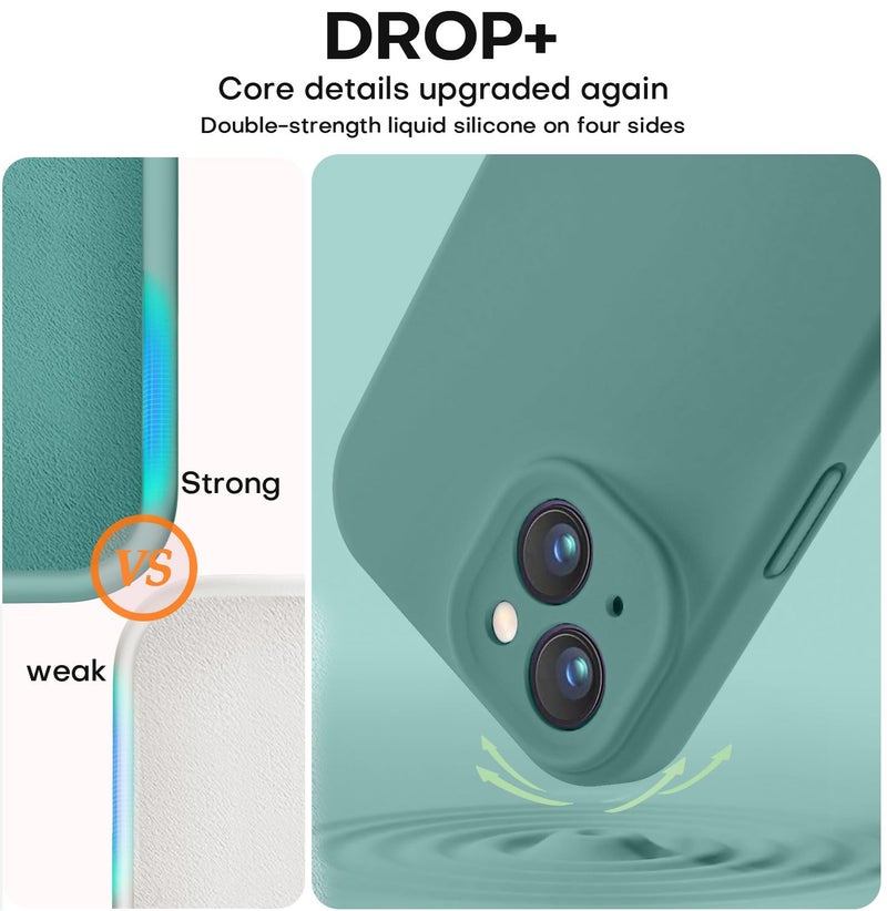Vooii Compatible with iPhone 13 Case, Liquid Silicone Upgrade [Camera Protection] [Soft Anti-Scratch Microfiber Lining] Shockproof Phone Case for iPhone 13 6.1 inch - Pine Green - Image 4