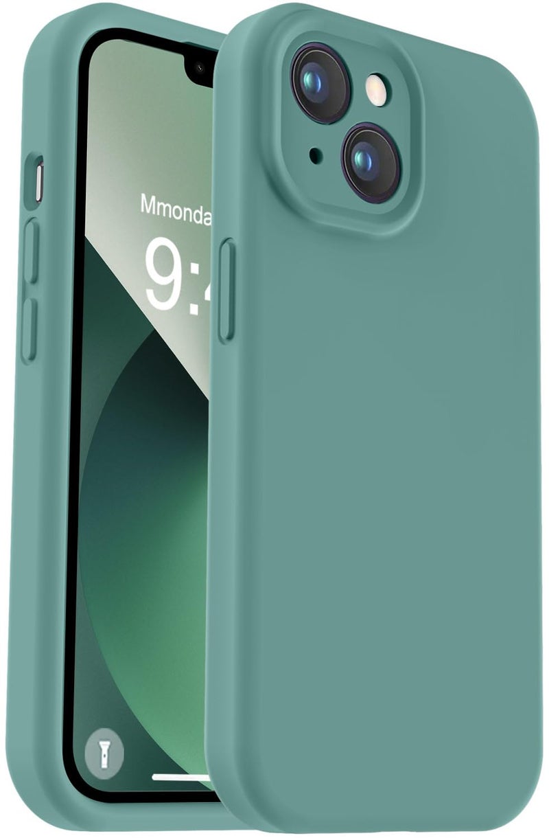 Vooii Compatible with iPhone 13 Case, Liquid Silicone Upgrade [Camera Protection] [Soft Anti-Scratch Microfiber Lining] Shockproof Phone Case for iPhone 13 6.1 inch - Pine Green - Image 1