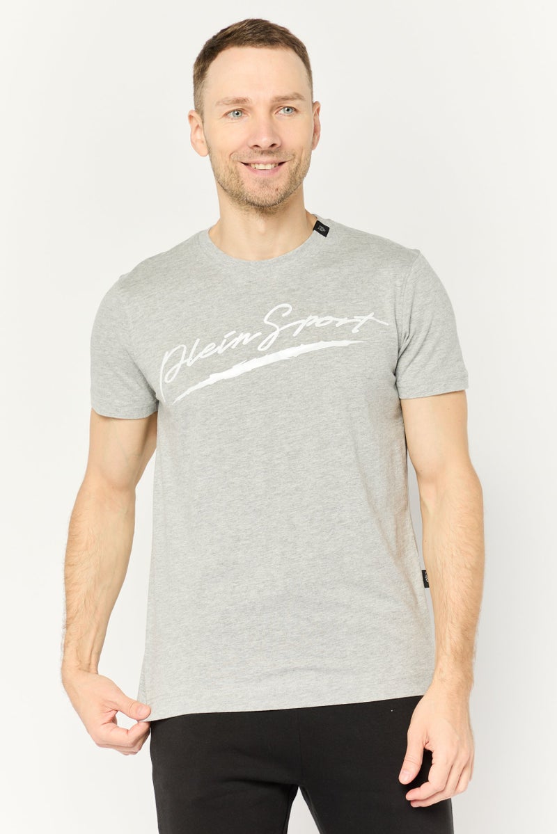 PHILIPP PLEIN Plein Sport Men Sportswear Fit Short Sleeve Outdoor T-Shirt, Grey - Image 1