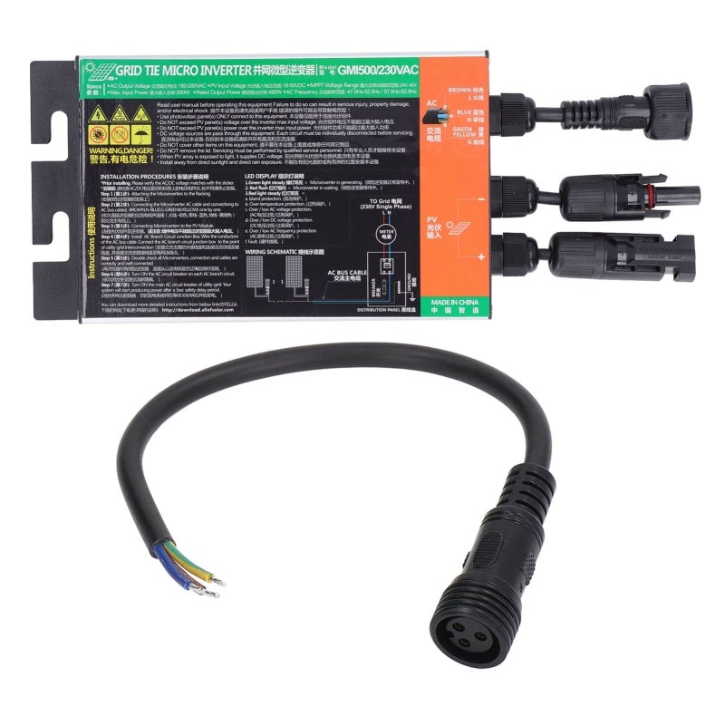 Solar Micro Inverter Grid Connected 0.2 to 1.6KW Sine Wave Inverter - Wear Resistant Aluminum Alloy PV Inverter for Home Rooftop Solar System - Image 1