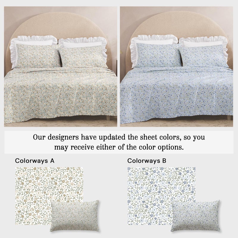 BLOOMHAVEN Queen Comforter Set - 7 Pieces Ruffle White Bedding Sets, Shabby Chic Farmhouse Bed in a Bag Queen with Ruffle Comforter, Floral Sheets, Pillowcases & Shams - Image 2