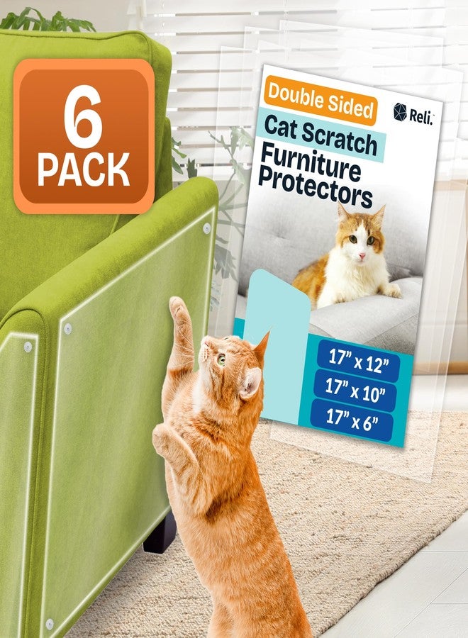 Reli. Cat Scratch Furniture Protector (6 Pack - Combo Pack - M, L, XL Sizes) Double Sided Cat Scratching Pads/Couch Protector from Claws | Clear Anti Scratch Furniture Shield - Image 1