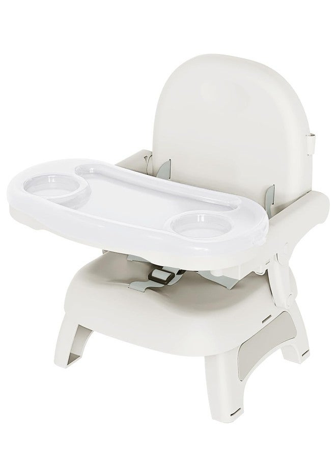 BBsecure 3-in-1 Booster Seat for Kitchen Chair, Booster Seat with Detachable Double Layer Tray, 3-Point Harness, Anti-Slip Design, Foldable Booster Chair for Babies and Toddlers, Gray - Image 1