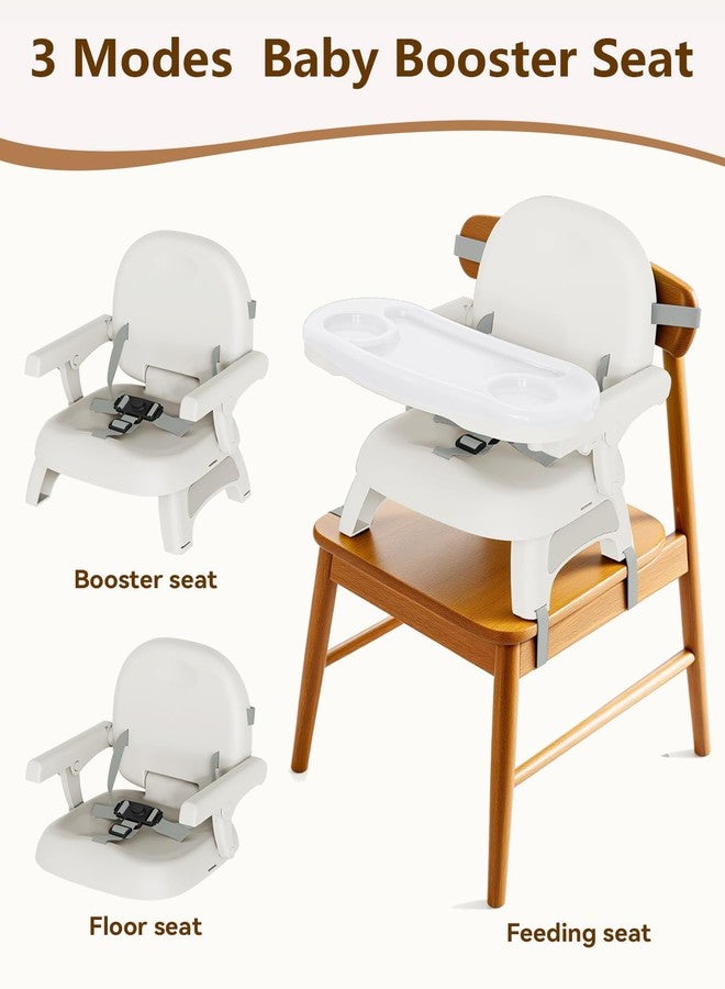 BBsecure 3-in-1 Booster Seat for Kitchen Chair, Booster Seat with Detachable Double Layer Tray, 3-Point Harness, Anti-Slip Design, Foldable Booster Chair for Babies and Toddlers, Gray - Image 4