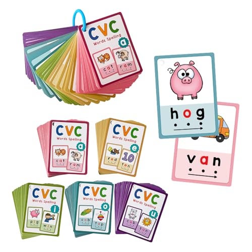 Lachilly Montessori CVC Words Flashcards Short Vowel Reading Letters Sorting Spelling Word English Cards CVC Beginning Phonics Word Builders Toddler Learning Toys 130 Words - Image 1