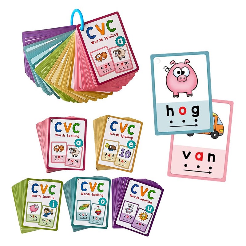 Lachilly Montessori CVC Words Flashcards Short Vowel Reading Letters Sorting Spelling Word English Cards CVC Beginning Phonics Word Builders Toddler Learning Toys 130 Words - Image 3