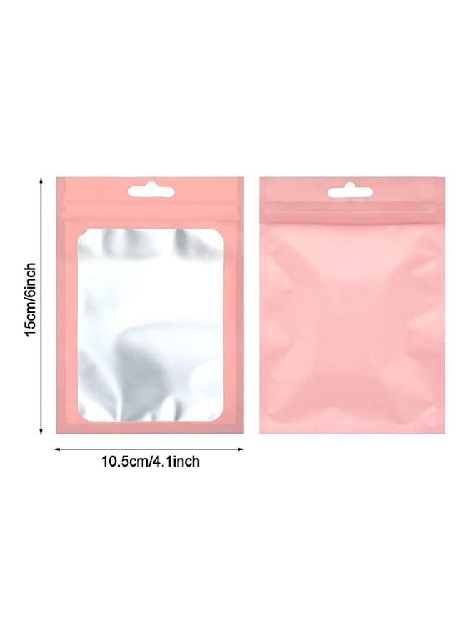 NIBEMINENT 100-Piece Resealable Ziplock Pouch Mylar Foil Bags Pink/Silver 15x10.5cm  - Image 2