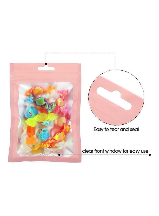 NIBEMINENT 100-Piece Resealable Ziplock Pouch Mylar Foil Bags Pink/Silver 15x10.5cm  - Image 3