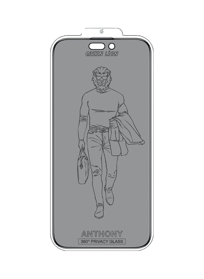 GREEN LION Anthony 360° Privacy Screen for iPhone 16 Pro / 4 Way Privacy Filter / Grease Resistance Anti-Scratch / Anti Peeping / Anti Fingerprint / Extreme Durability – Black - Image 1