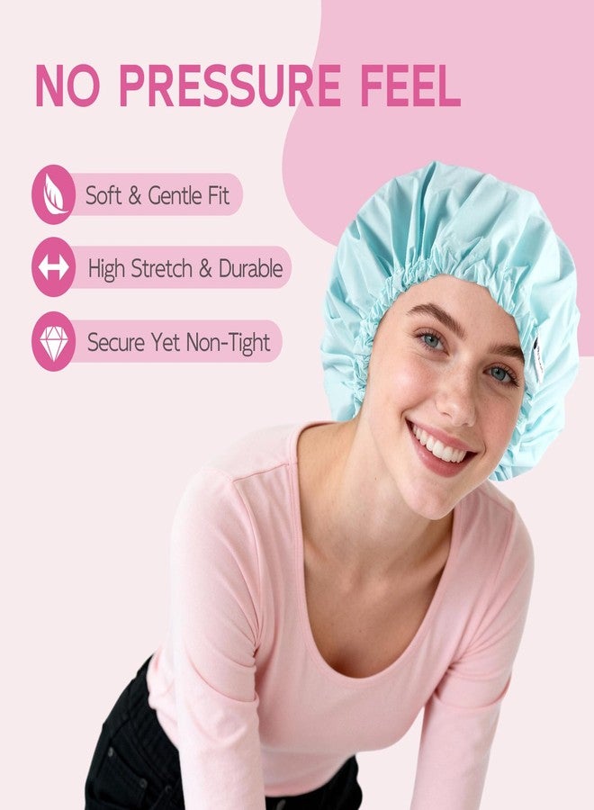 Years Calm Shower Cap for Women Waterproof Reusable - 27g Ultra Lightweight Double-Layer Shower Bonnet, Secure Fit for Long, Curly Hair, Travel & Spa (Blue) - Image 4