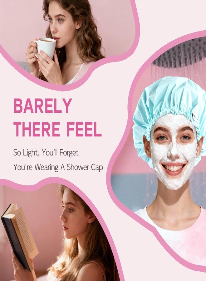 Years Calm Shower Cap for Women Waterproof Reusable - 27g Ultra Lightweight Double-Layer Shower Bonnet, Secure Fit for Long, Curly Hair, Travel & Spa (Blue) - Image 5
