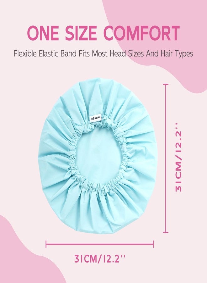 Years Calm Shower Cap for Women Waterproof Reusable - 27g Ultra Lightweight Double-Layer Shower Bonnet, Secure Fit for Long, Curly Hair, Travel & Spa (Blue) - Image 2