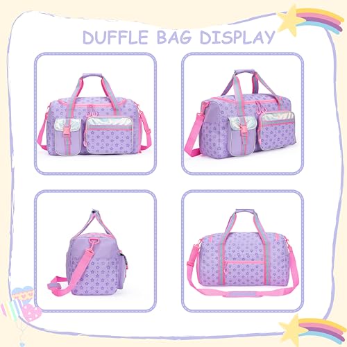 Oruiji Kids Duffle Bag Girls Women Gifts Travel Overnight Bag for Girls Women Tote Sleepover Bags for Girl Gym Dance Bags with Shoes Compartment Purple - Image 3