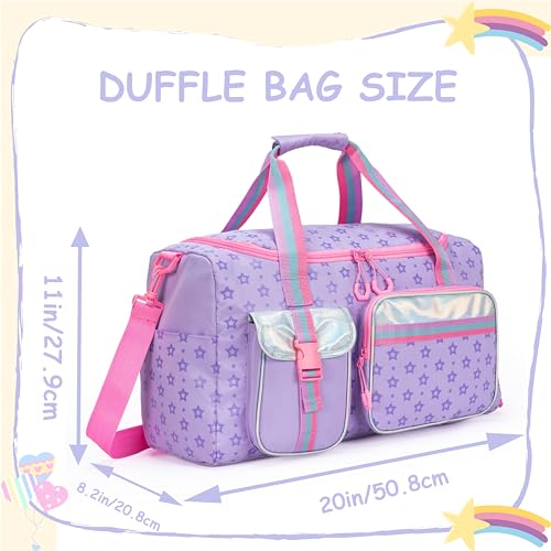 Oruiji Kids Duffle Bag Girls Women Gifts Travel Overnight Bag for Girls Women Tote Sleepover Bags for Girl Gym Dance Bags with Shoes Compartment Purple - Image 2