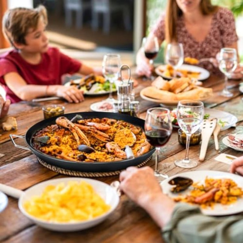3.0MM Kawashi Aluminum Paella Pan 42cm Durable and Non-Stick Even Heat Distribution Perfect for Authentic Paella Large Size for Family Meals and Gatherings Black, 34cm - Image 5