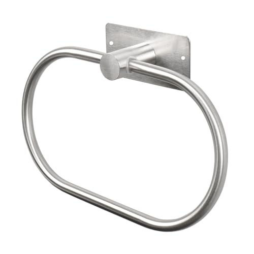 Vanloory Oval Towel Ring Strong Self Adhesive Hand Towel Holder Thicken SUS304 Stainless Steel Stick Hand Towel Rack No Drilling Wall Modern Hand Towel Hanger for Bathroom KitchenBrushed Nickel