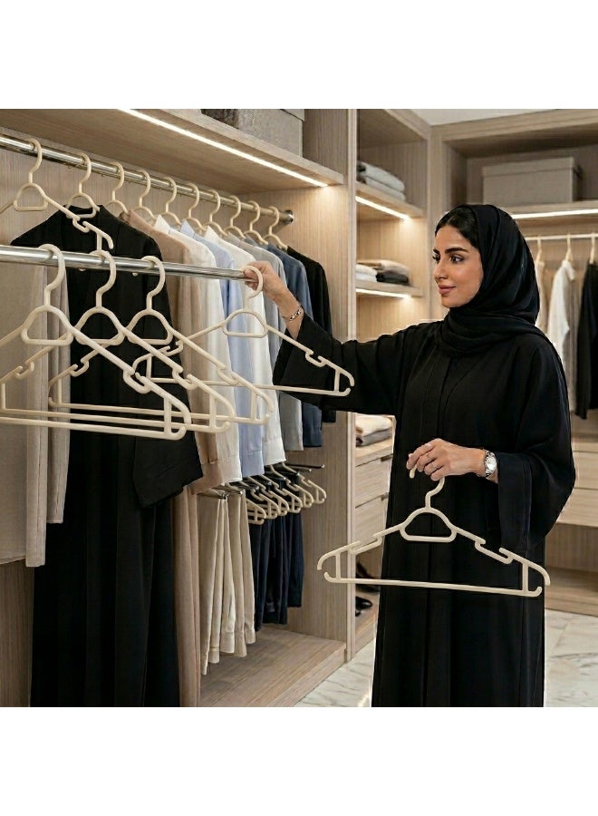 علاقة ملابس كبيرة – علاقة بلاستيكية متينة للقمصان والجاكيتات والمناشف – معاليق للملابس – علاقات ملابس خفيفة الوزن ومضادة للانزلاق لتنظيم المنزل وخزانة الملابس (کریم) - Image 2