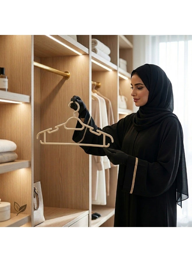علاقة ملابس كبيرة – علاقة بلاستيكية متينة للقمصان والجاكيتات والمناشف – معاليق للملابس – علاقات ملابس خفيفة الوزن ومضادة للانزلاق لتنظيم المنزل وخزانة الملابس (کریم) - Image 1