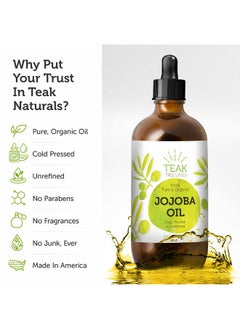 teak naturals Teak Naturals Cold Pressed Organic Jojoba Oil Natural Unrefined Pure Jojoba Oil Moisturizer for Skin Hair and Nails - 4 Ounces  - Image 5